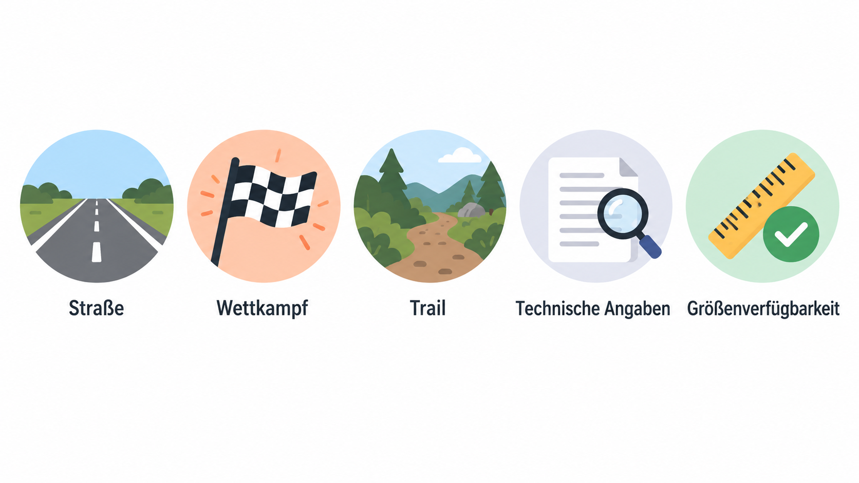 Die auf der deutschen Nike-Running-Seite genannten Laufbereiche Straße, Wettkampf und Trail zeigen; den Shoe Finder separat als Orientierungshilfe aufführen.